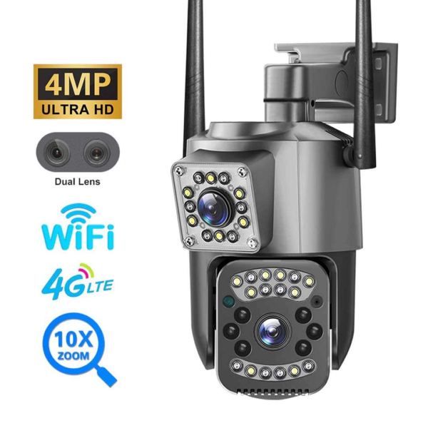 4G Sim Support And Wifi Support Dual Lens Outdoor IP Camera Champion Brand